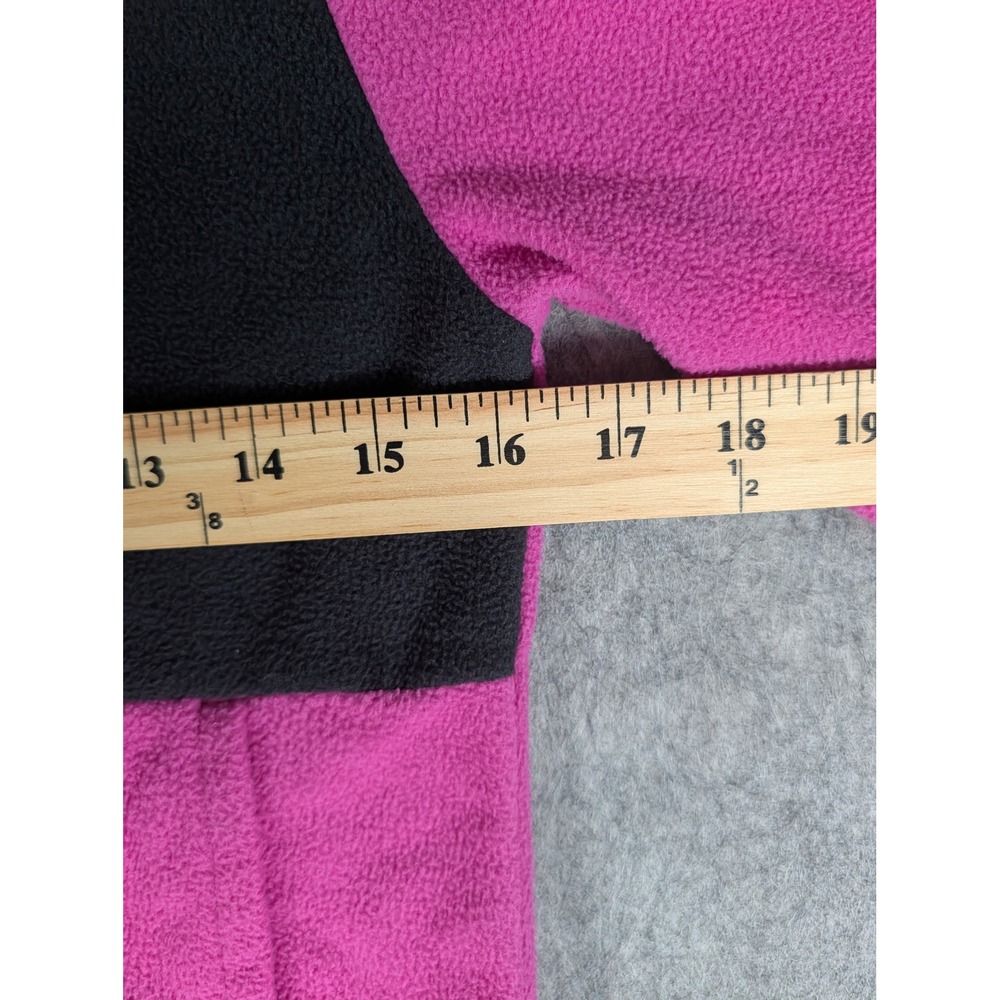 The North Face Pink Black Colorblock Circular Design Fleece Zip Hoodie Teen M - Picture 9 of 9